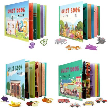 Cahier d'activités – couverture rigide interactive de style Montessori (Livre silencieux)